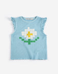 Pixel Daisy Ruffled Top