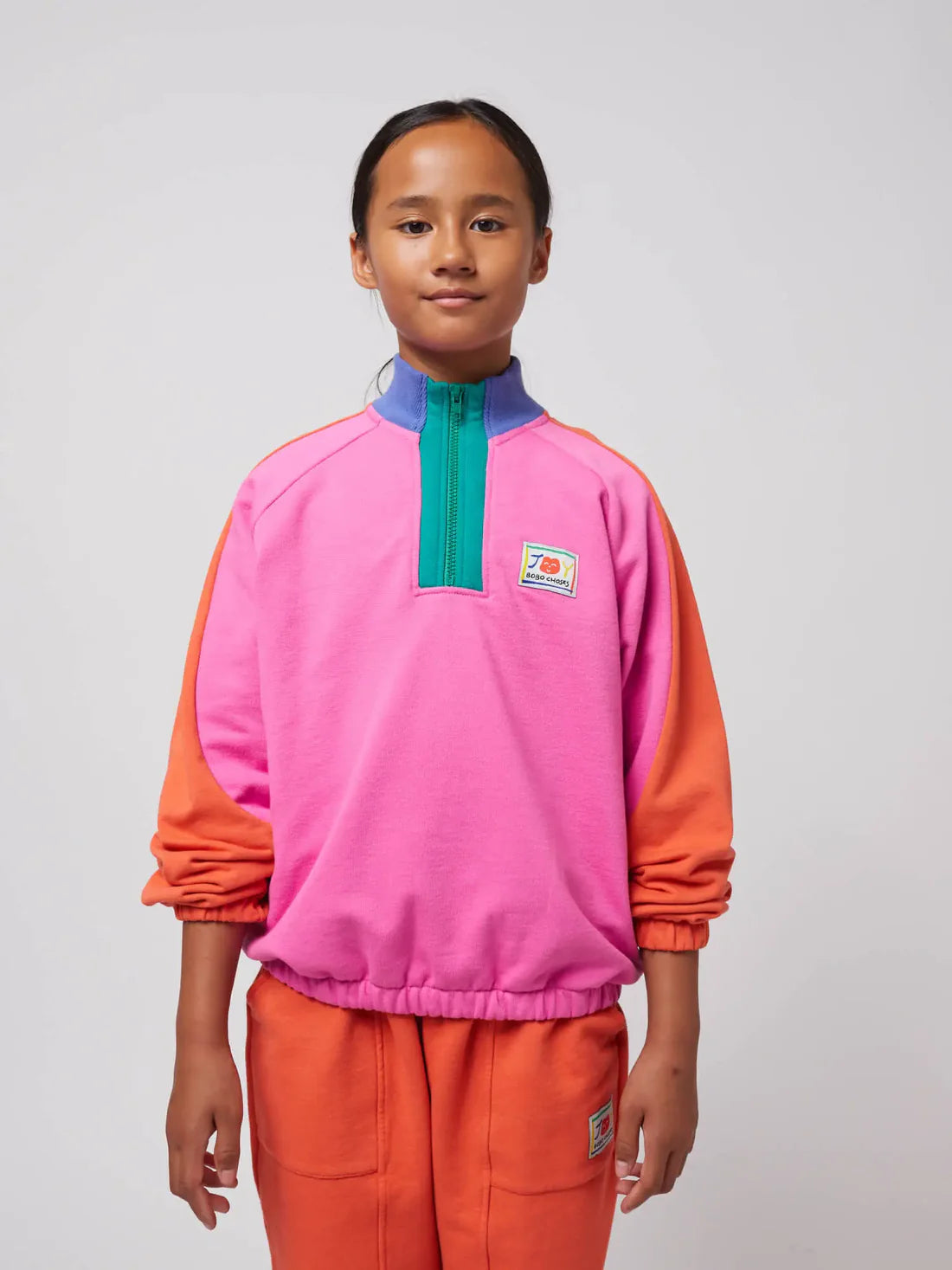 Bobo Choses Smiling Color Block 1/4 Zipped Sweatshirt 