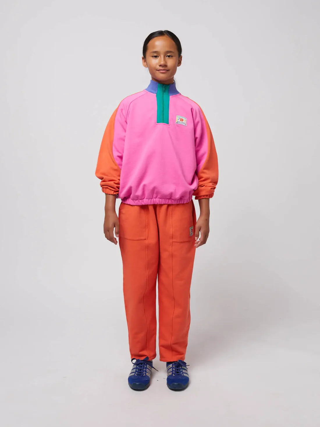 Bobo Choses Smiling Color Block 1/4 Zipped Sweatshirt 