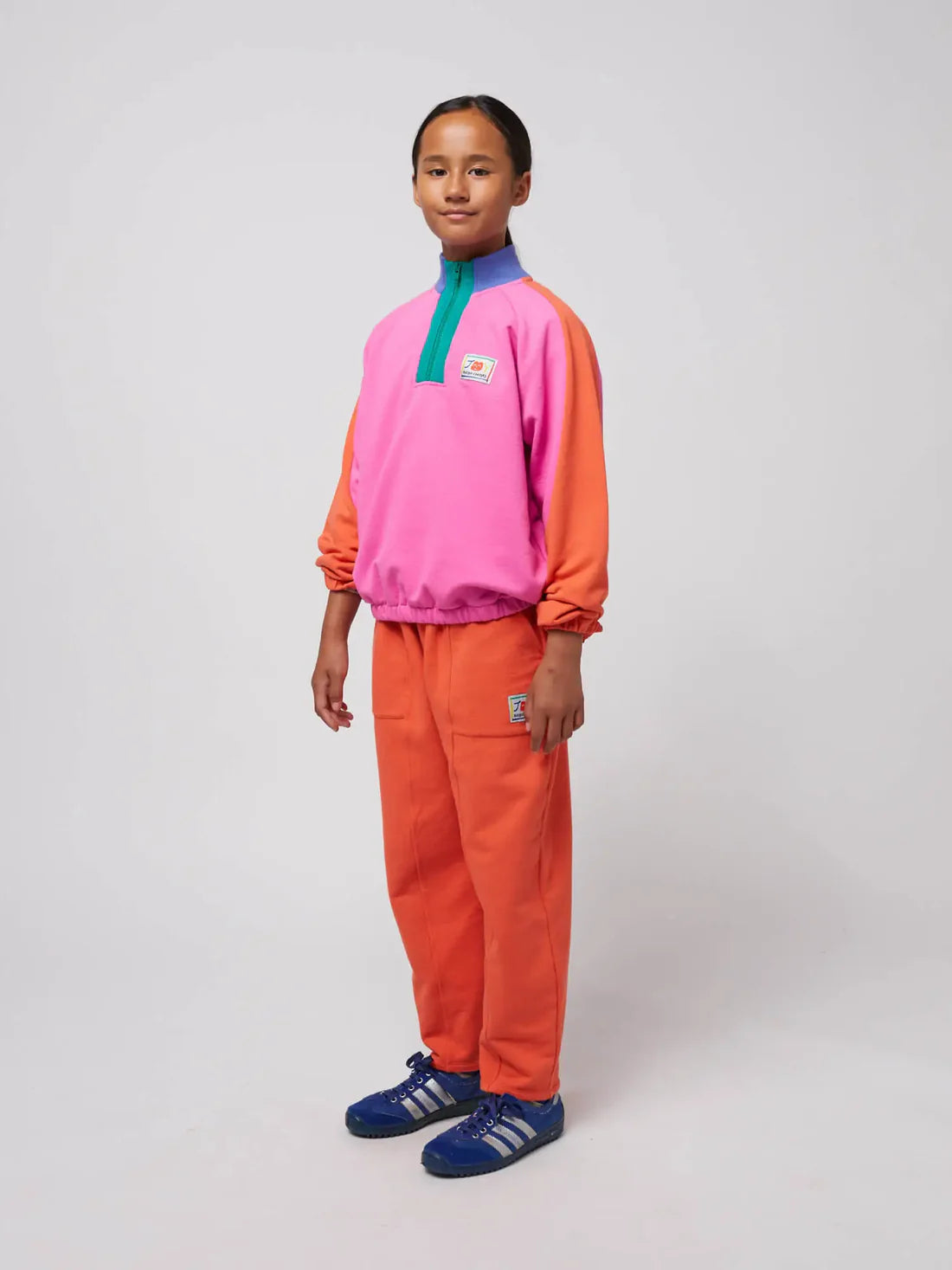 Bobo Choses Smiling Color Block 1/4 Zipped Sweatshirt 
