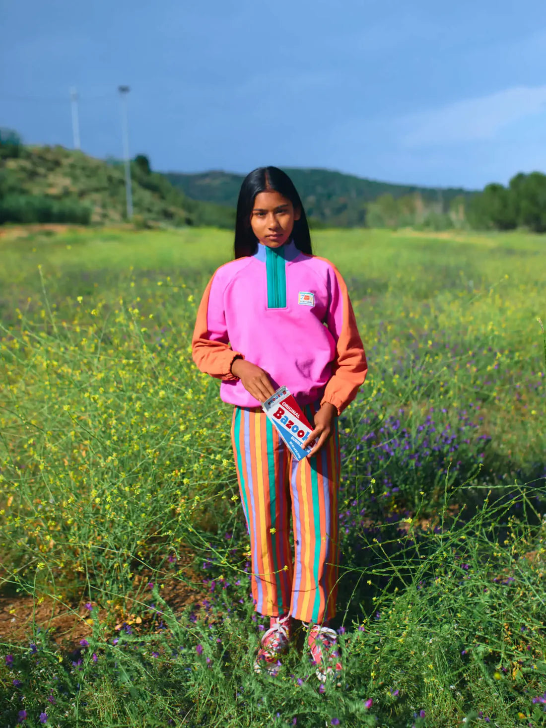 Bobo Choses Smiling Color Block 1/4 Zipped Sweatshirt 
