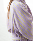OEKO-TEX® Adult / Teen Bathrobe | Lilac & Neon Yellow Stripe