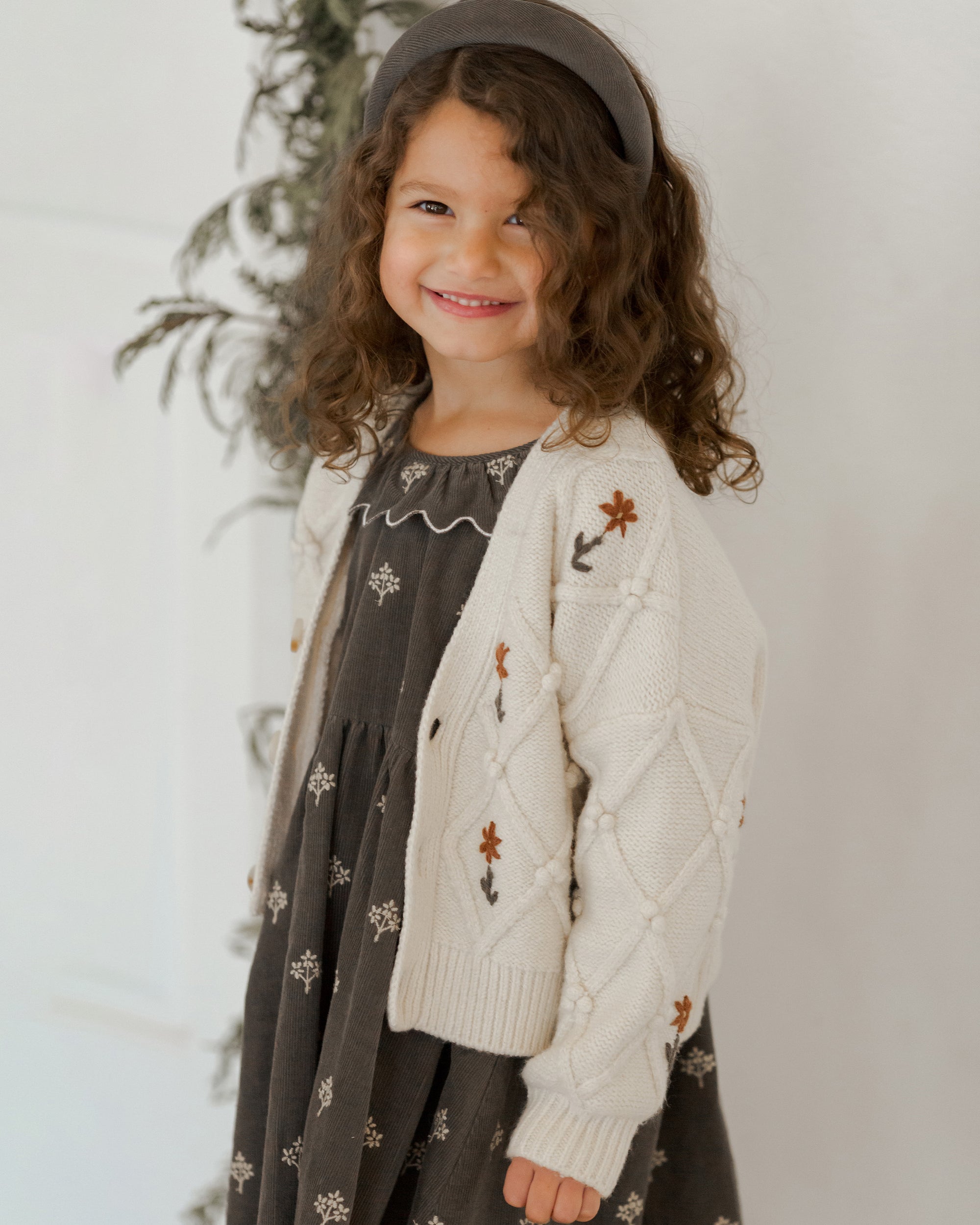 Boxy Cardigan | Winter Floral Embroidery