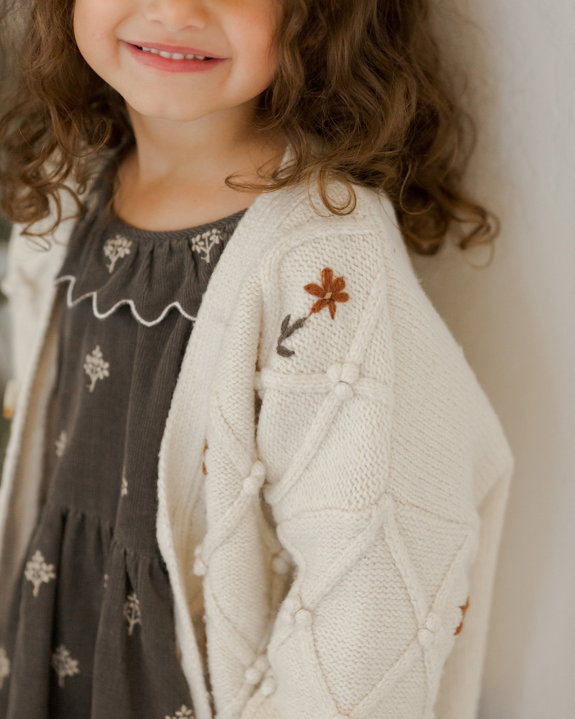 Boxy Cardigan | Winter Floral Embroidery