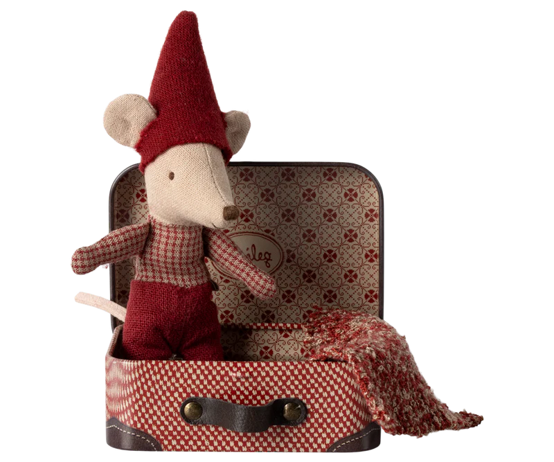 Christmas Mouse, Baby in Suitcase