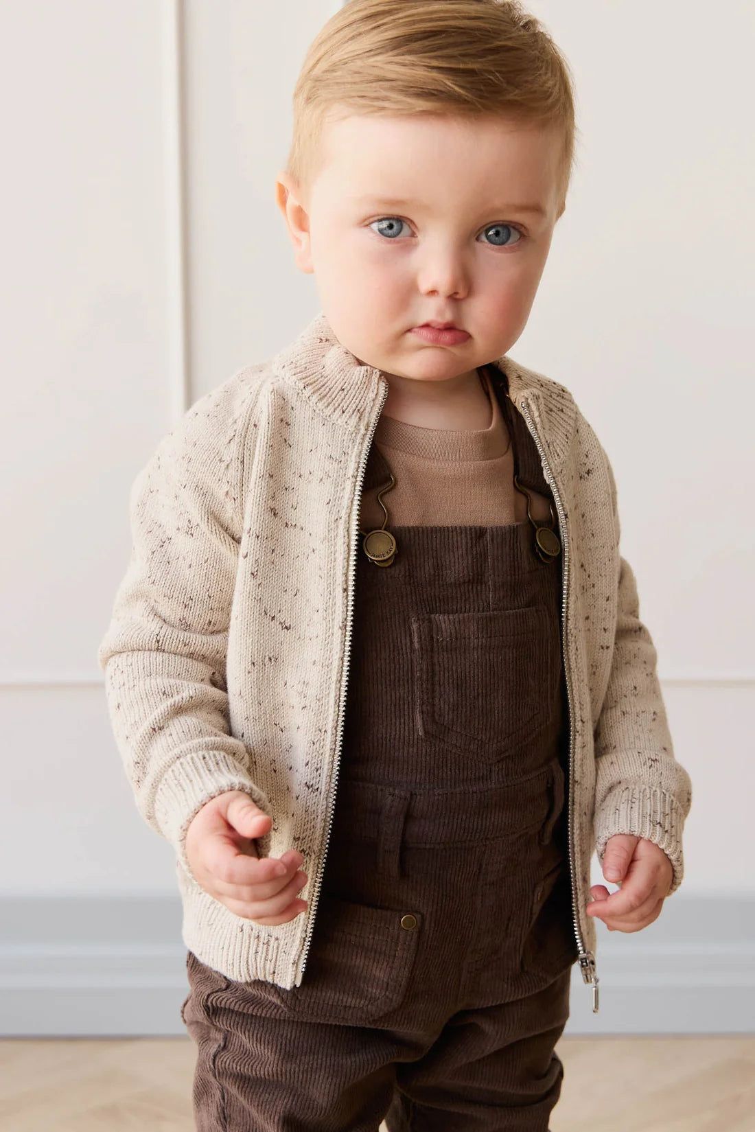Dean Knit Zip Jacket | Oatmeal Shitake Dot 