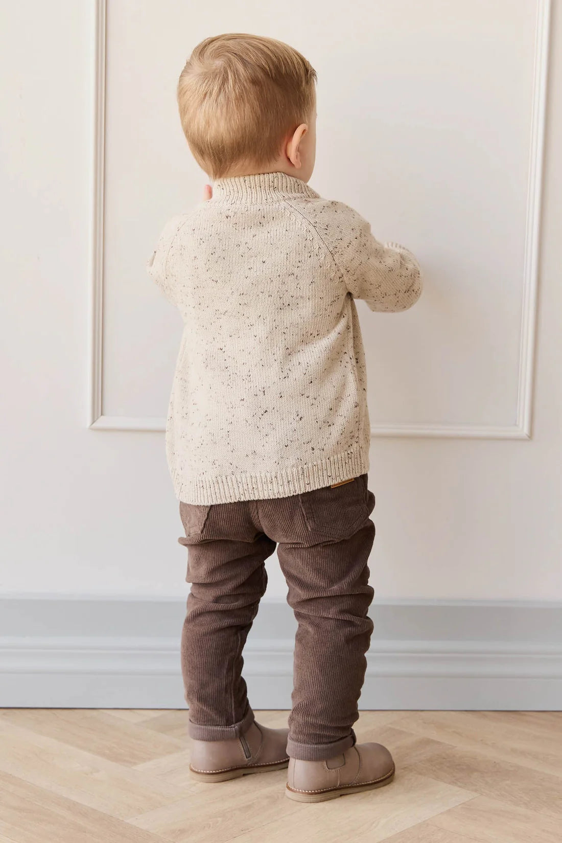 Dean Knit Zip Jacket | Oatmeal Shitake Dot 