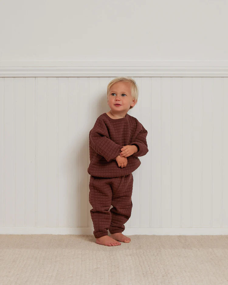 Quilted Sweater + Pant Set || Plum