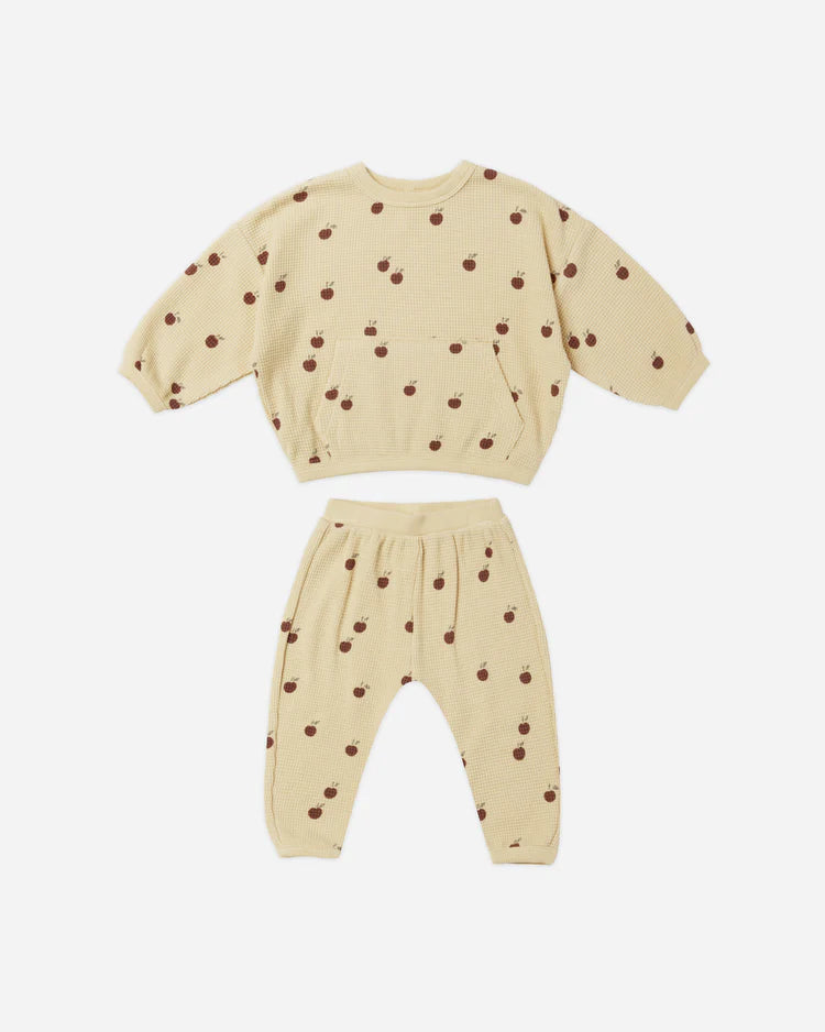 Waffle Sweater + Pant Set || Apples