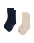 Pointelle Socks, 2pk | Navy Mix