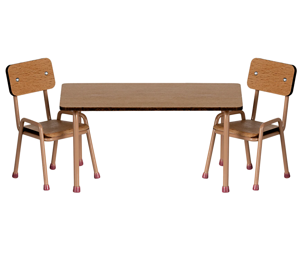Maileg | Table and Chair Set - Mouse | Dark Powder 