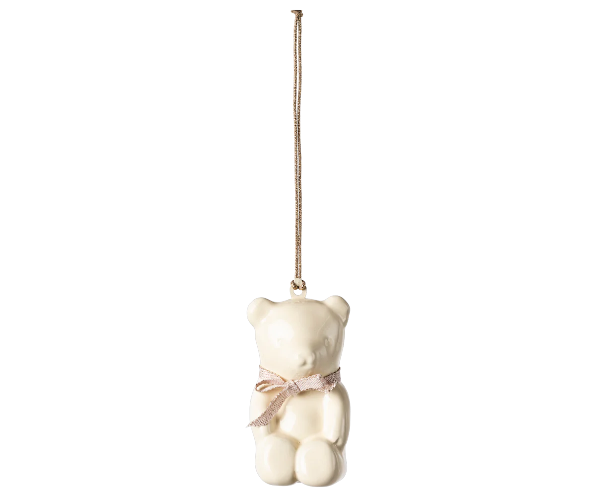 Metal Ornament | Teddy Bear, Offwhite/Rose