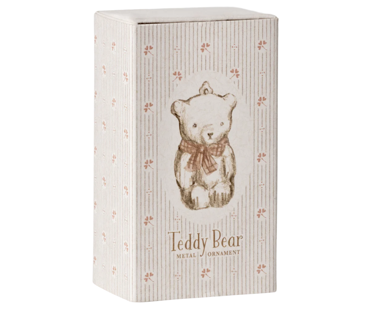 Metal Ornament | Teddy Bear, Offwhite/Rose