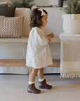 V Smocked Dress | Winter Floral