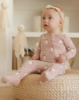 Bamboo Zip Footie | Pink Ghosts