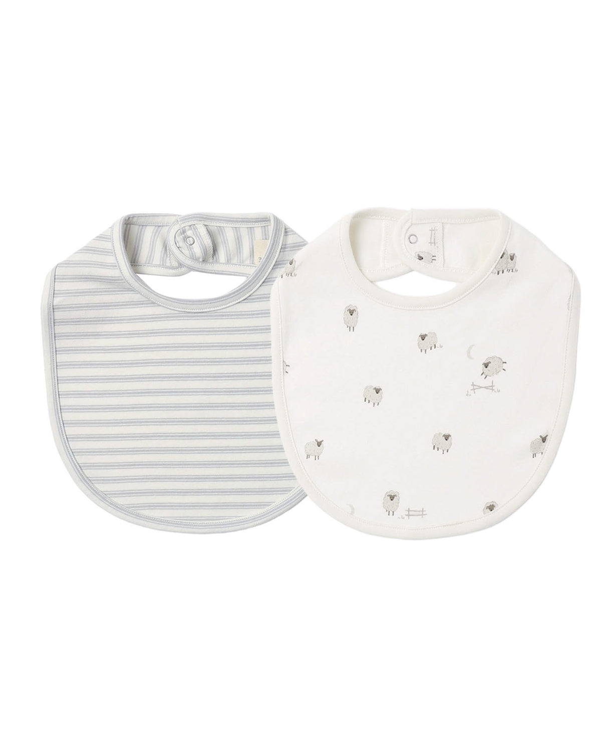Jersey Snap Bib 2Pk | Sheep, Cloud Stripe