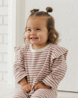 Ruffle Cozy Set | Mulberry Stripe