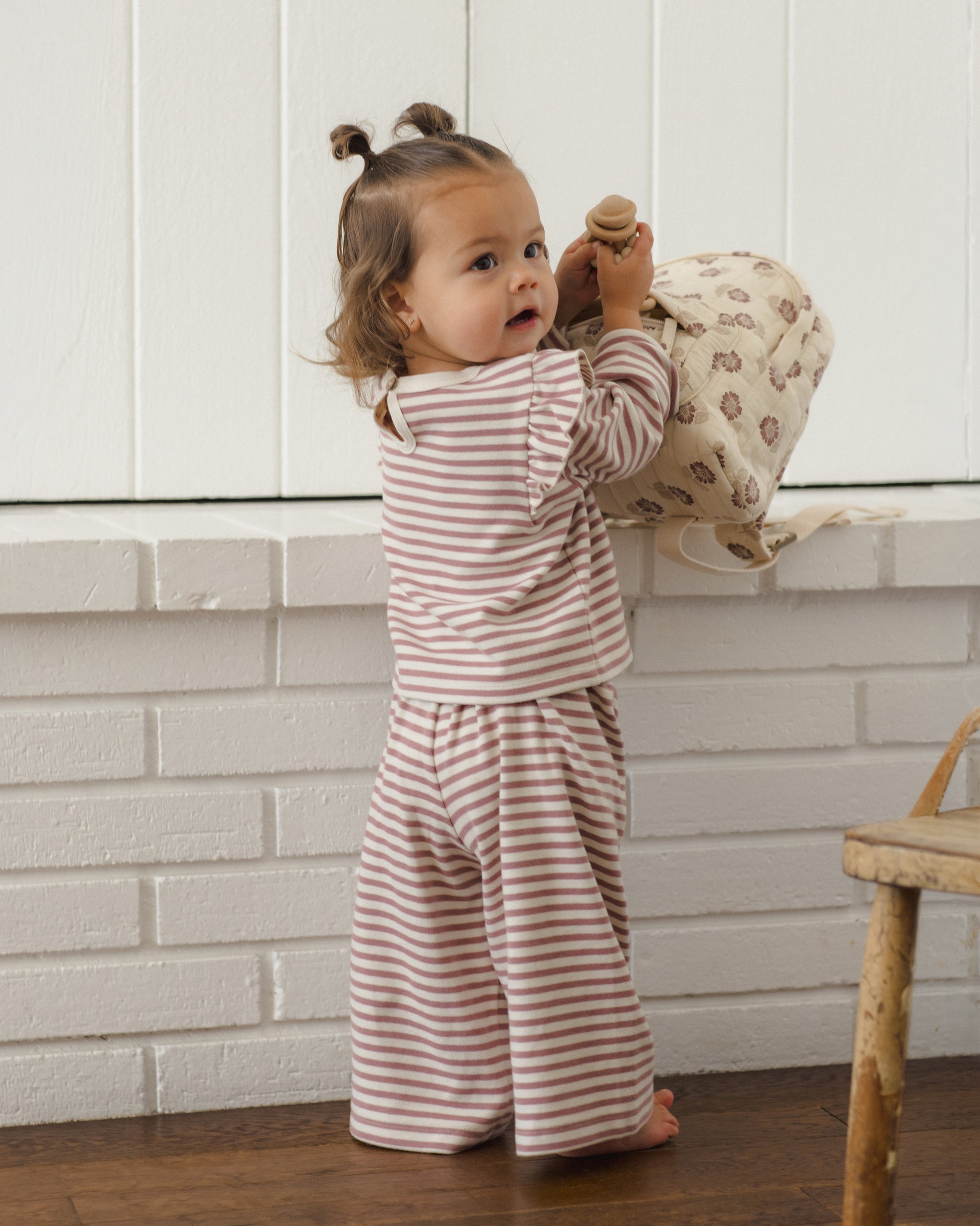 Ruffle Cozy Set | Mulberry Stripe