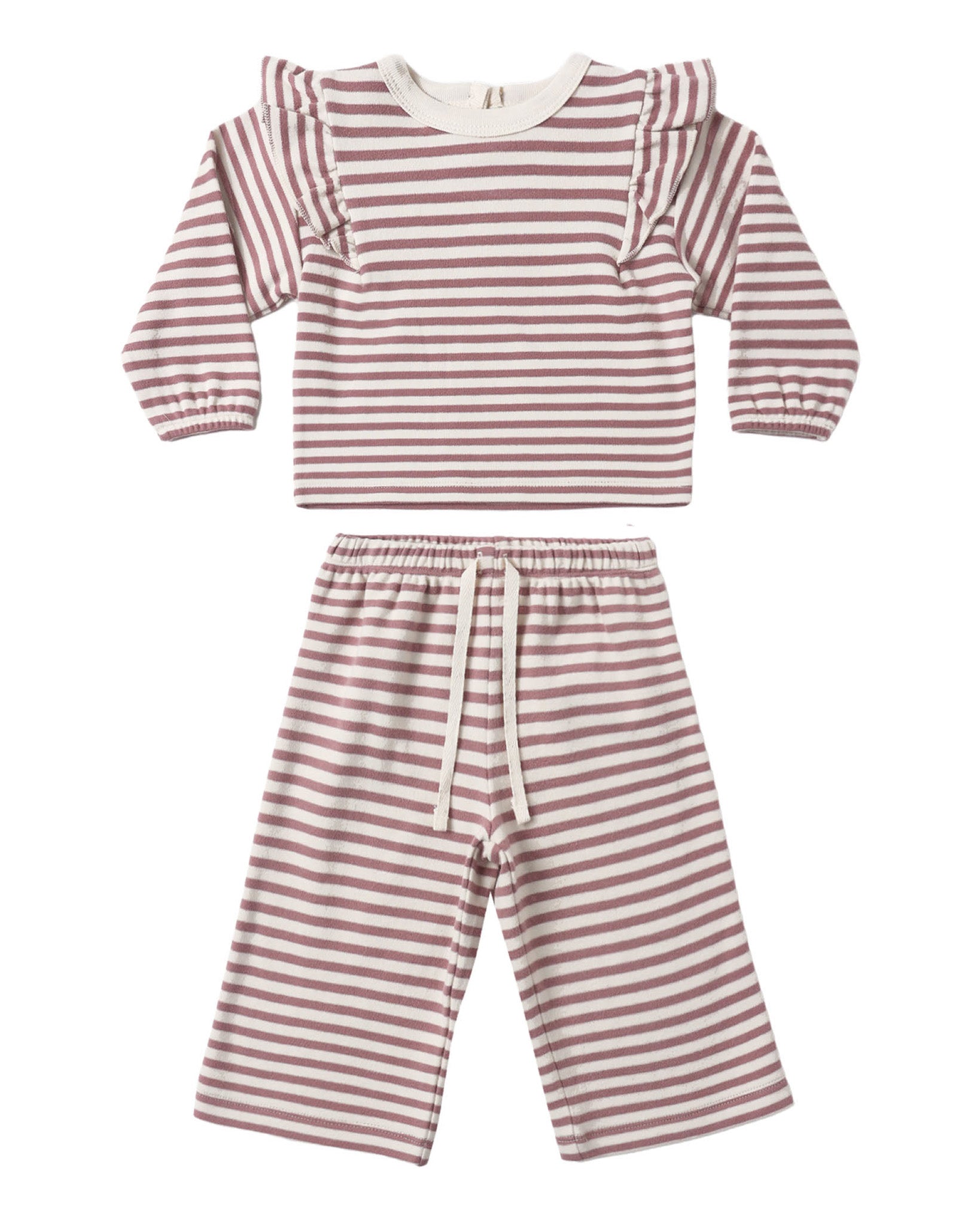 Ruffle Cozy Set | Mulberry Stripe