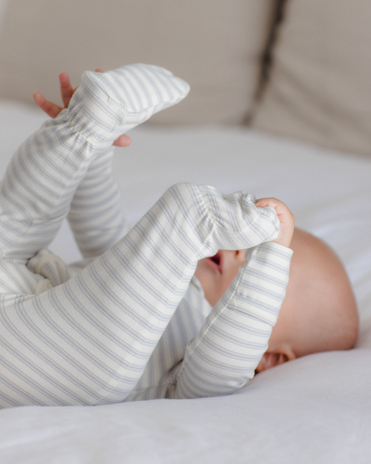 Zip Long Sleeve Sleeper Footie | Cloud Stripe