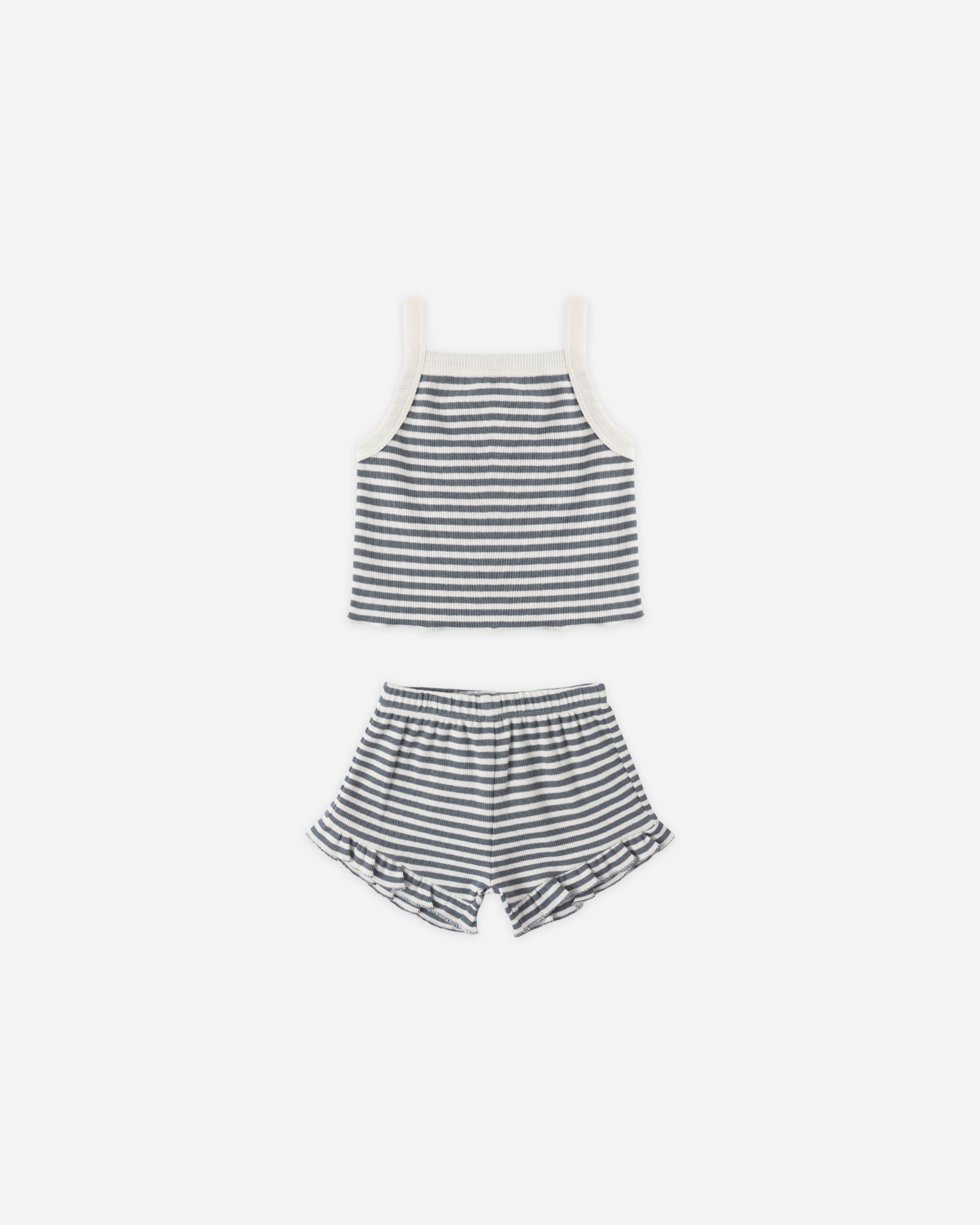 Evie Tank + Shortie Set | Ocean Stripe