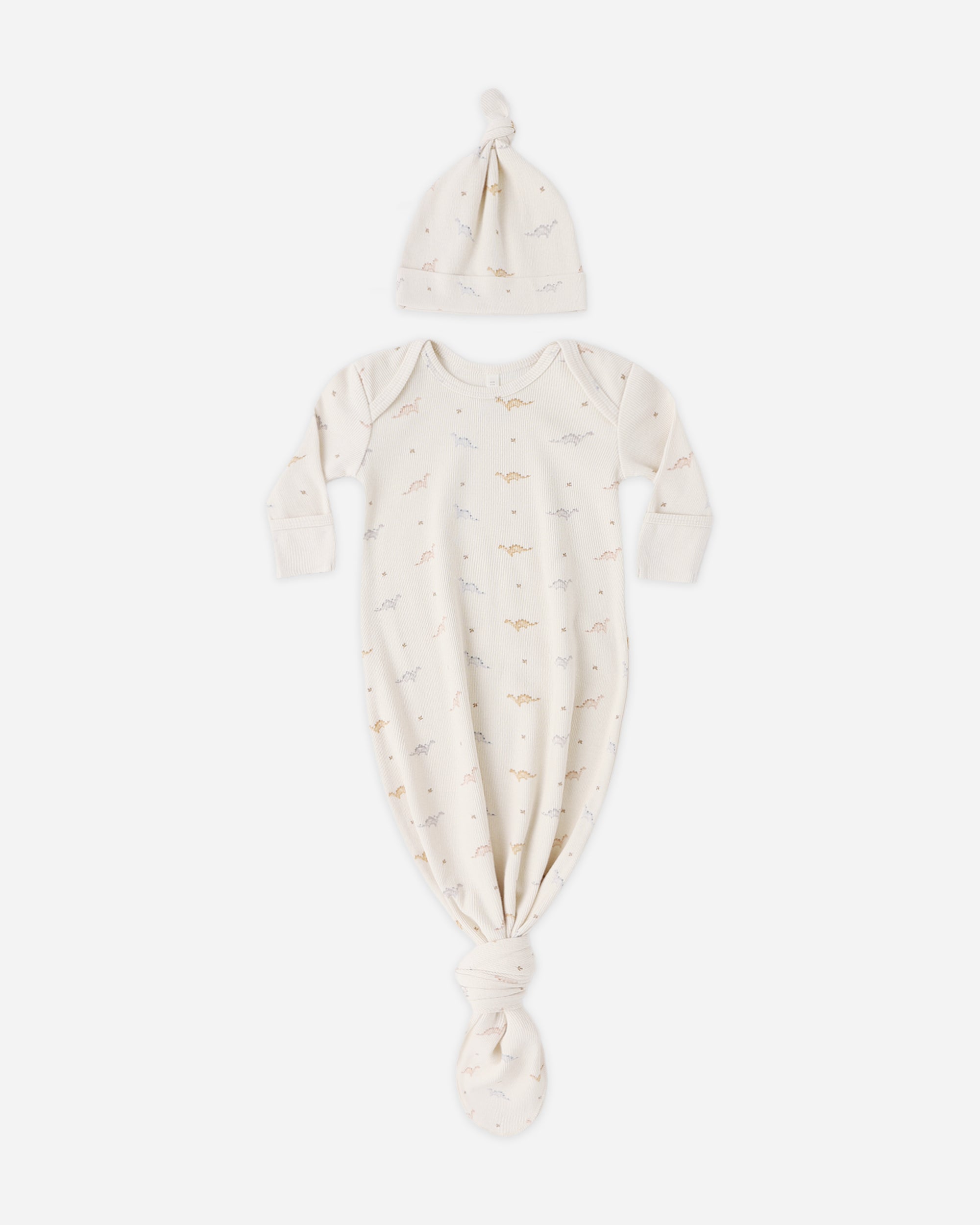 Knotted Baby Gown + Hat Set | Dinos