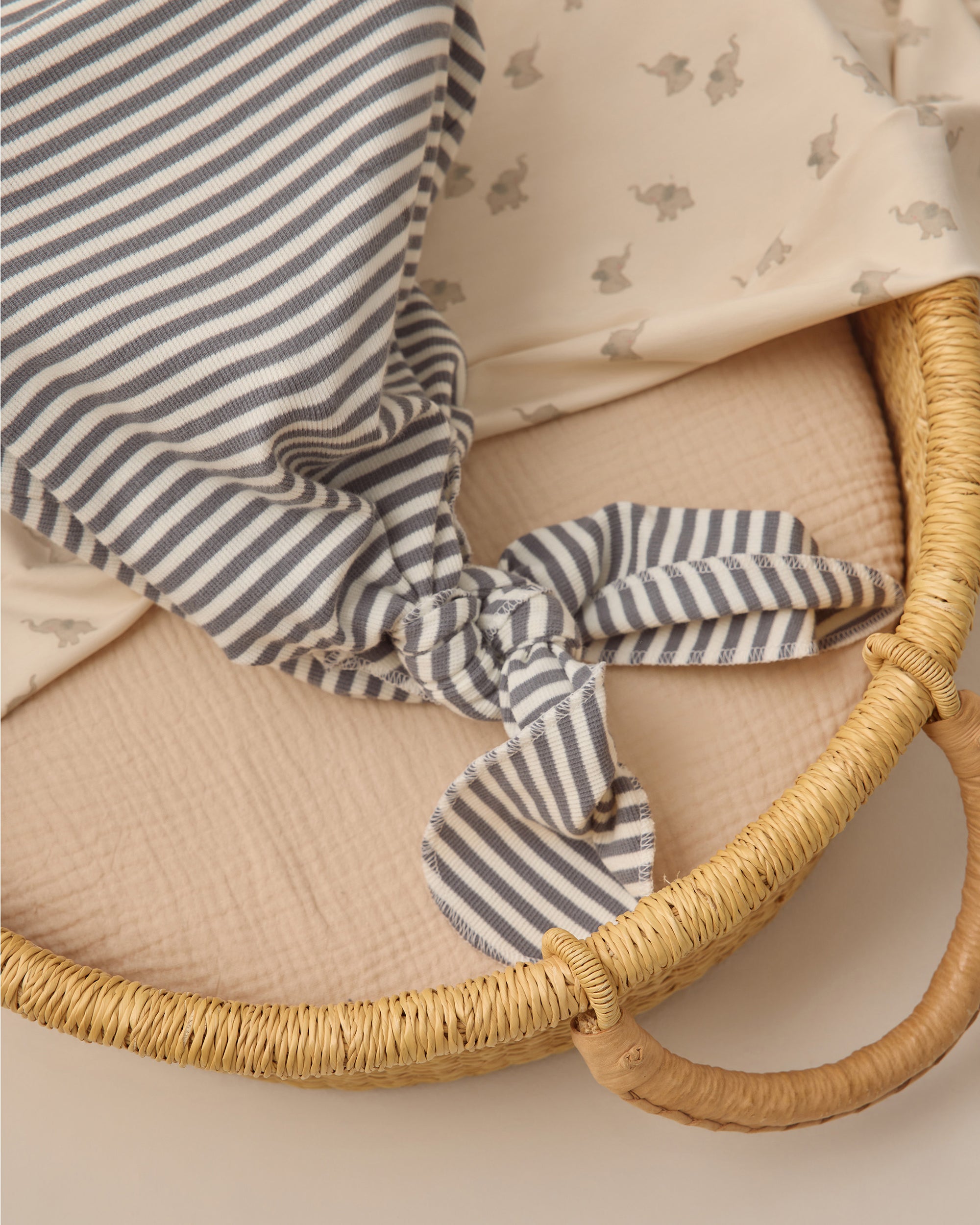 Knotted Baby Gown + Hat Set | Ocean Stripe