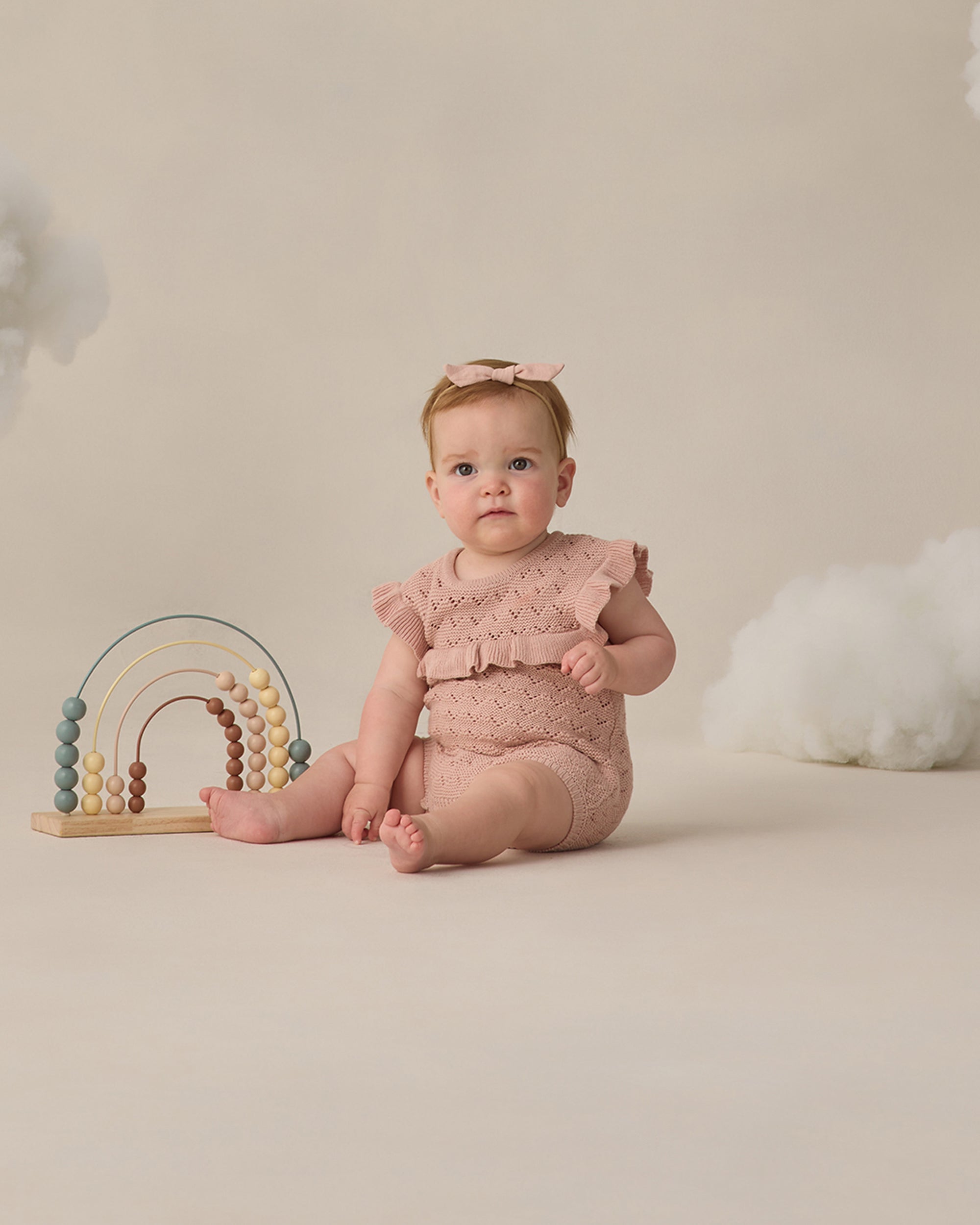 Pointelle Ruffle Romper | Blush