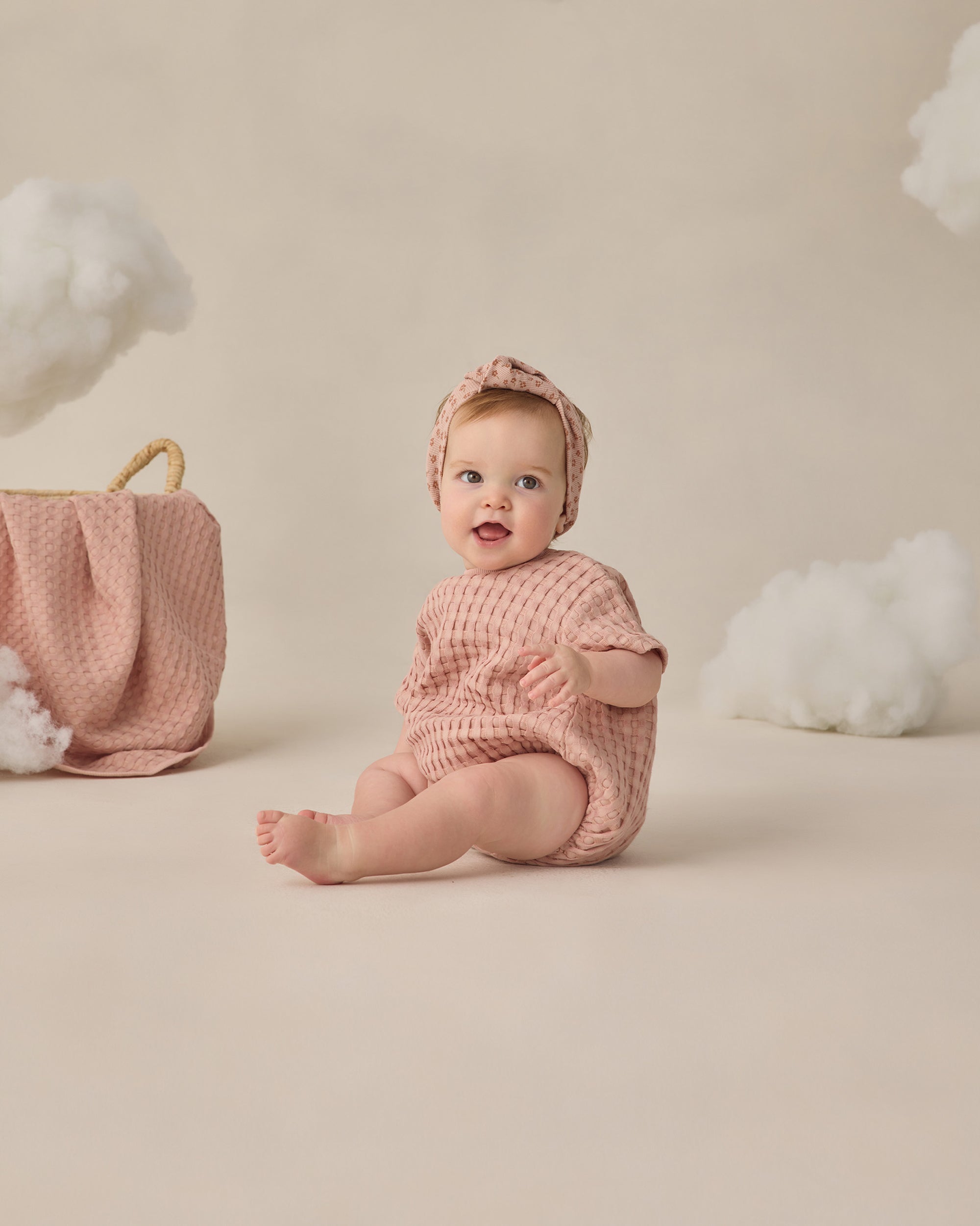 Relaxed Bubble Romper | Waffle Blush