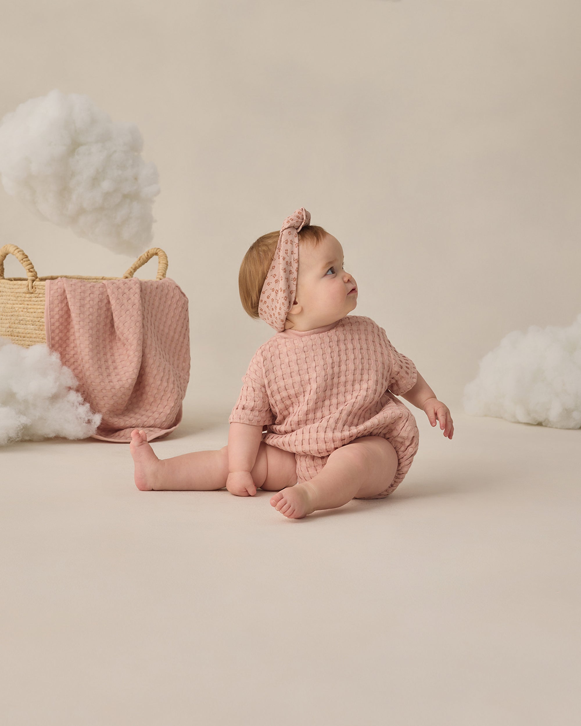 Relaxed Bubble Romper | Waffle Blush