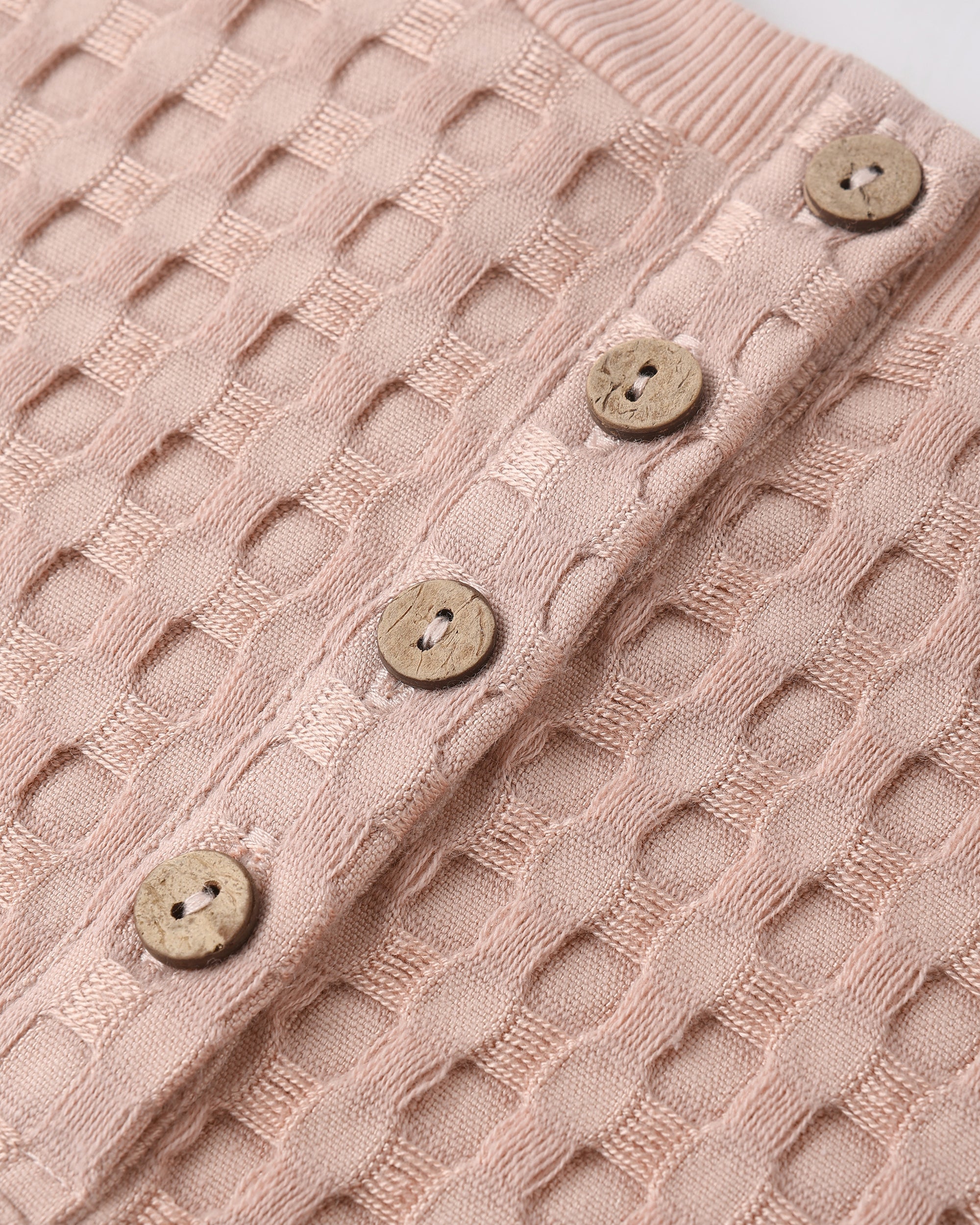 Relaxed Bubble Romper | Waffle Blush