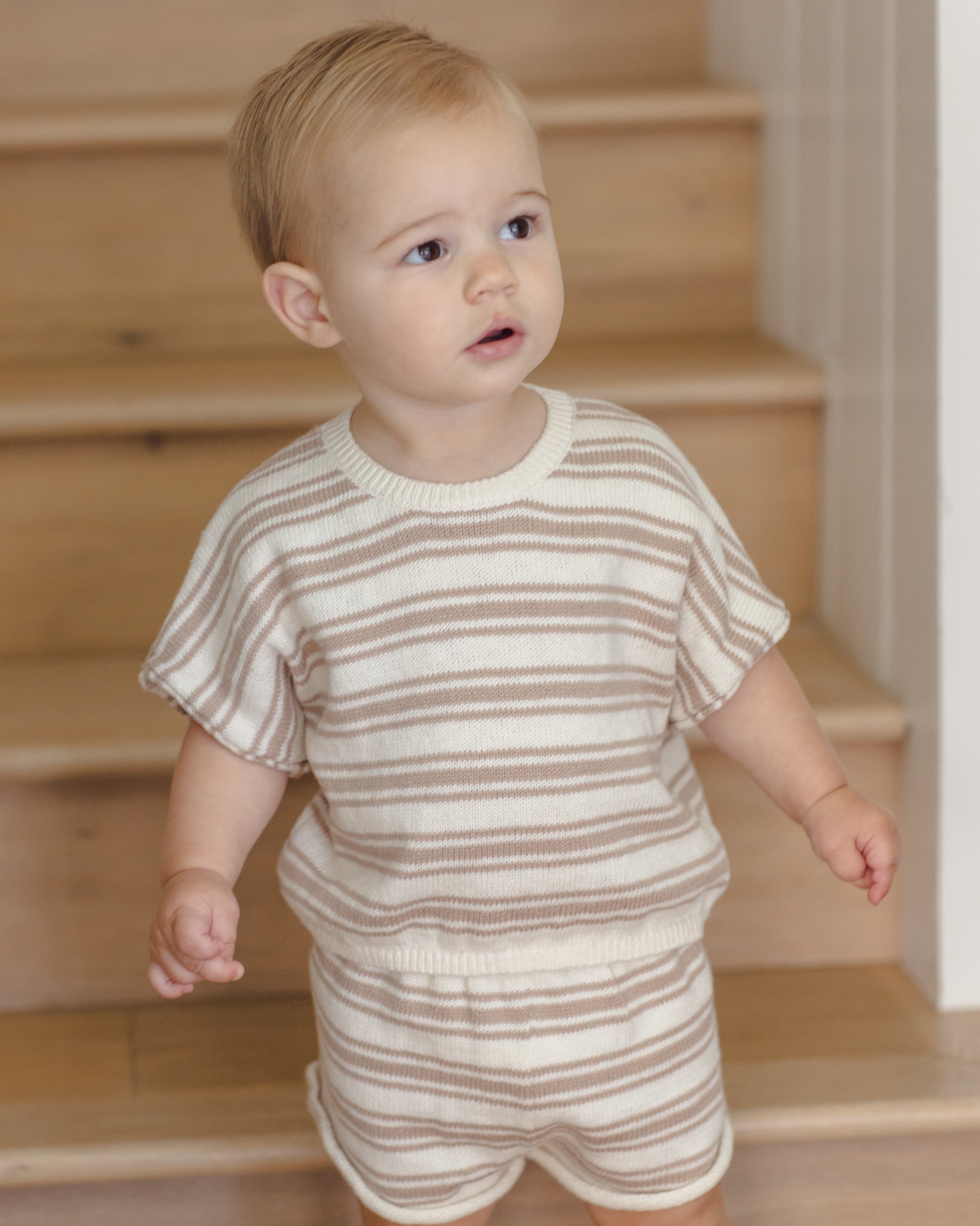 Relaxed Summer Knit Set | Oat Stripe