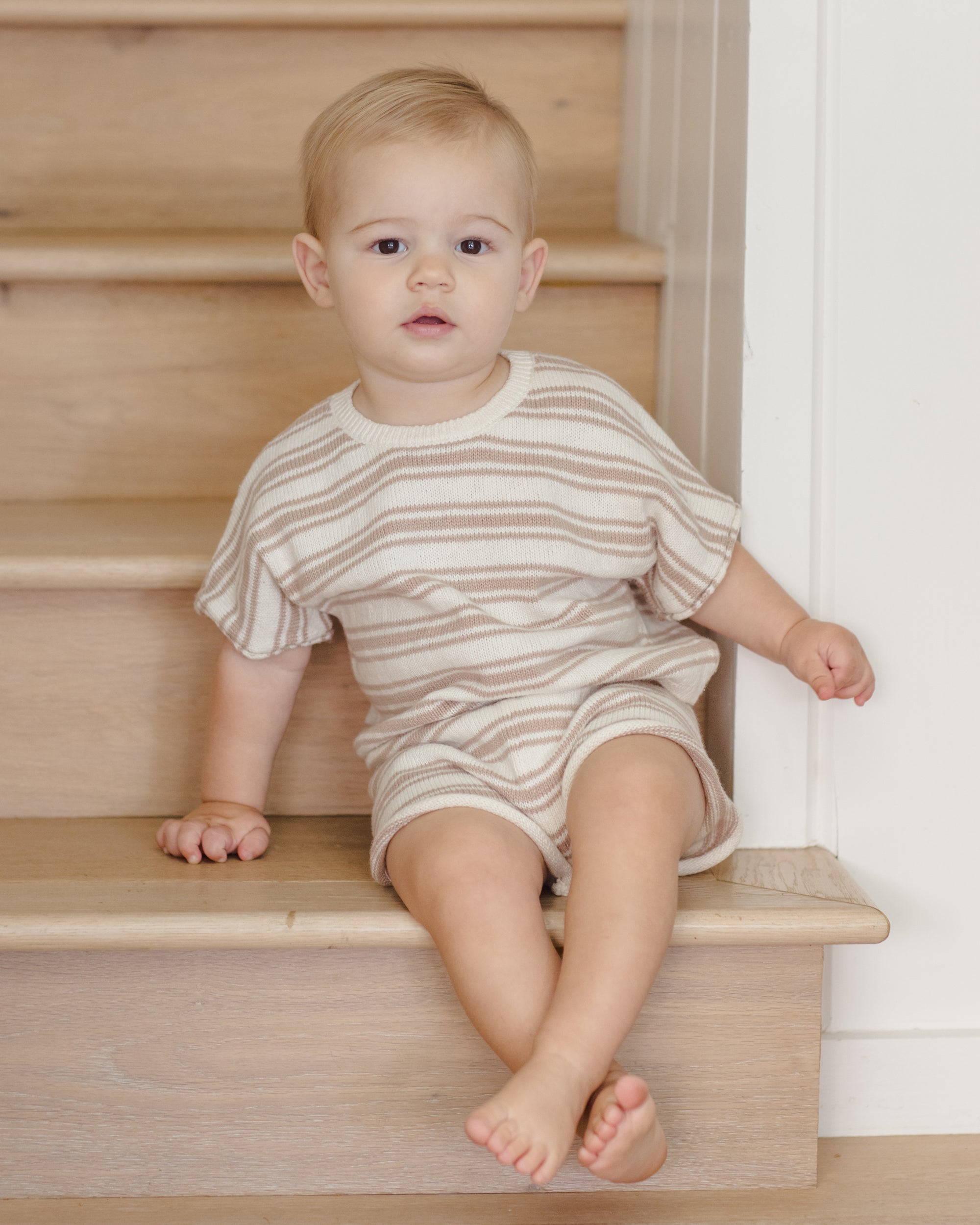 Relaxed Summer Knit Set | Oat Stripe