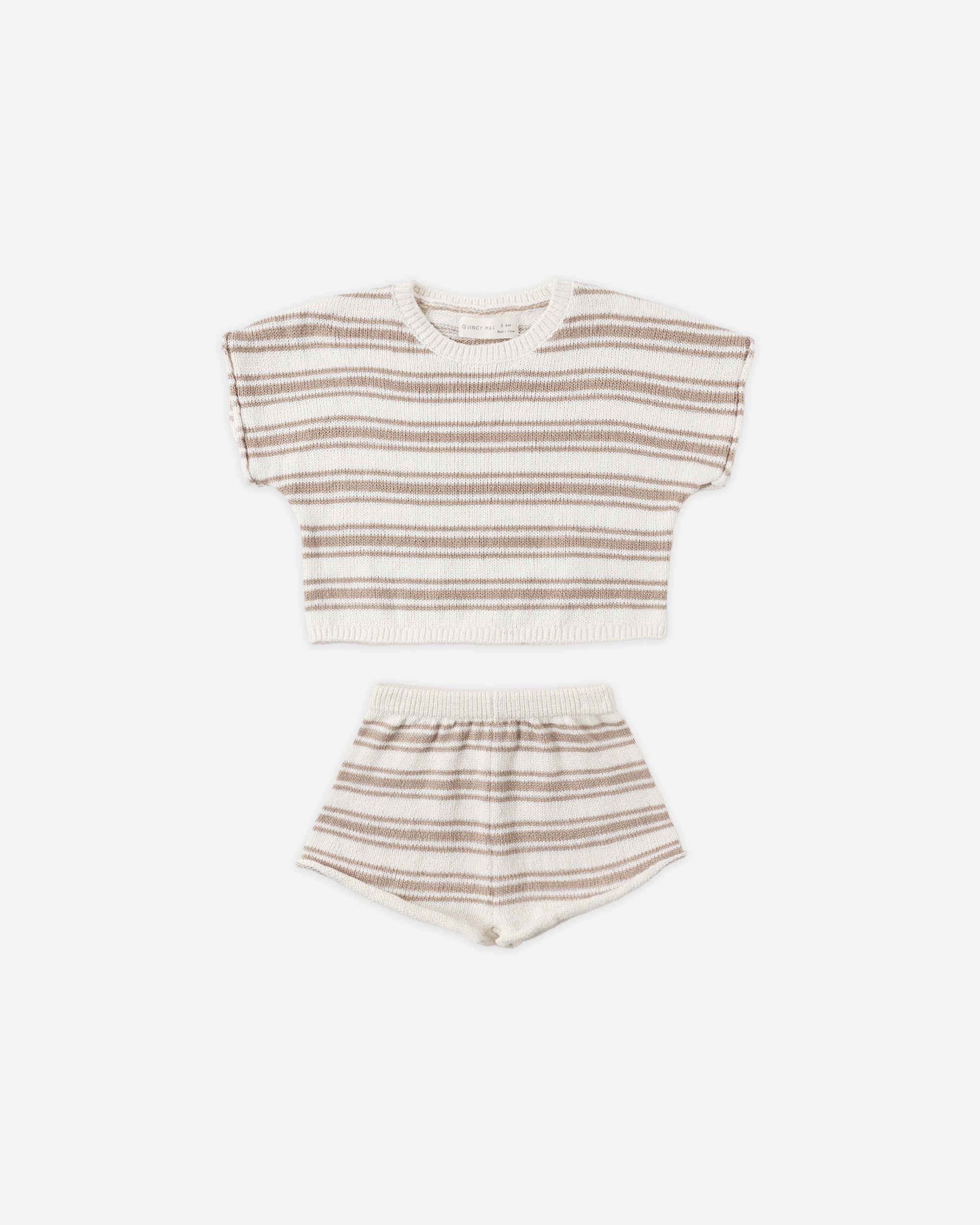 Relaxed Summer Knit Set | Oat Stripe