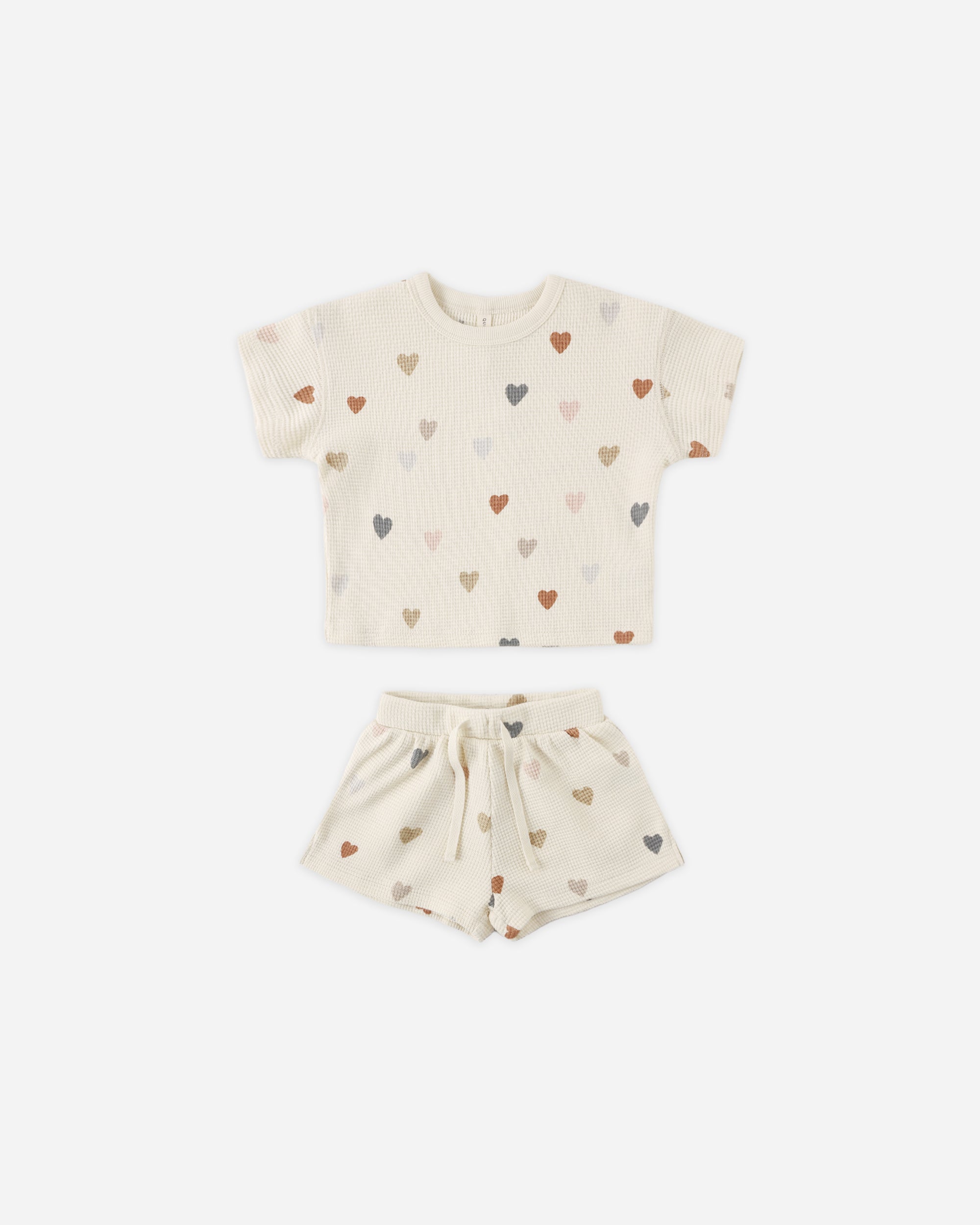 Waffle Tee + Short Set | Confetti Hearts