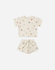 Waffle Tee + Short Set | Confetti Hearts