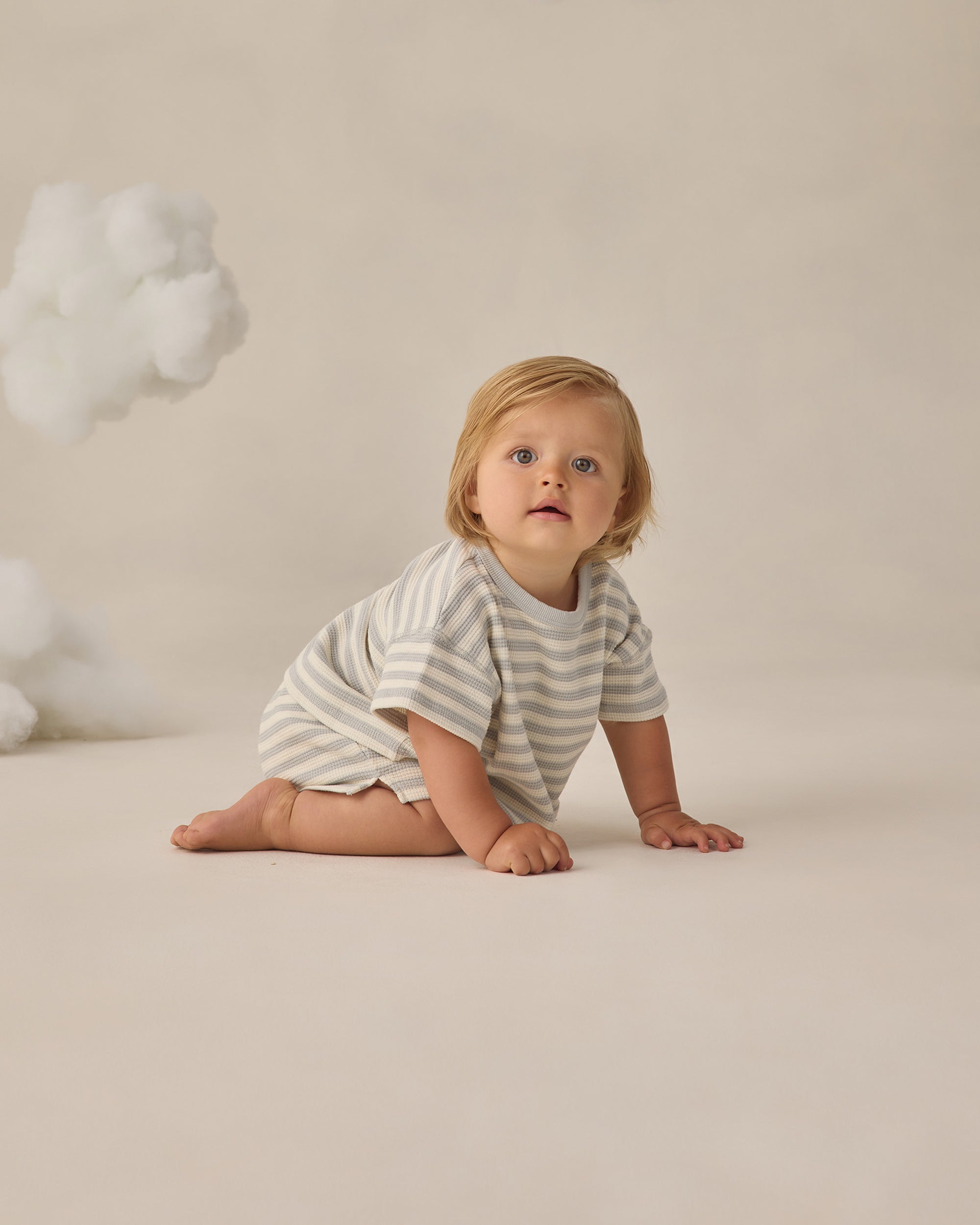 Waffle Tee + Short Set | Sky Stripe