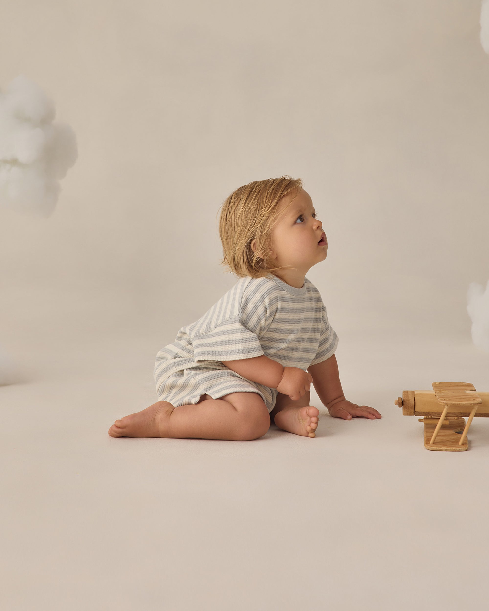 Waffle Tee + Short Set | Sky Stripe