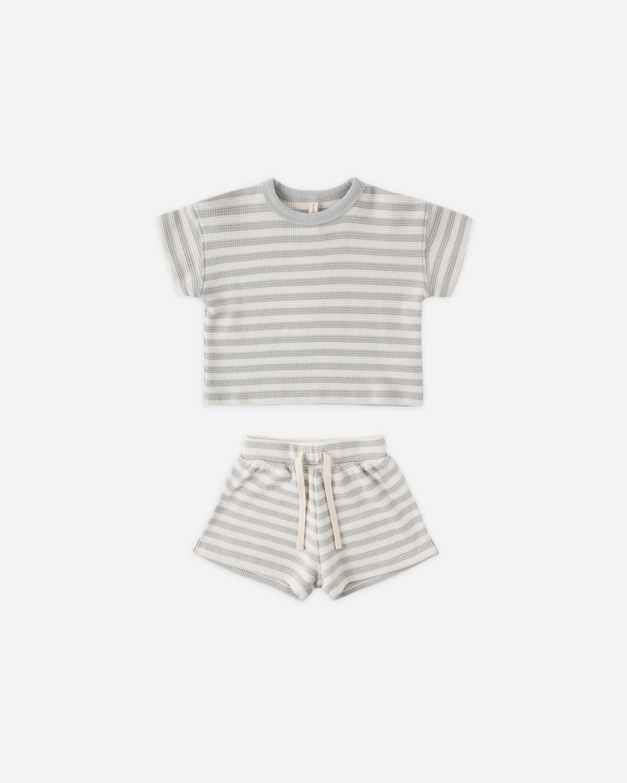 Waffle Tee + Short Set | Sky Stripe