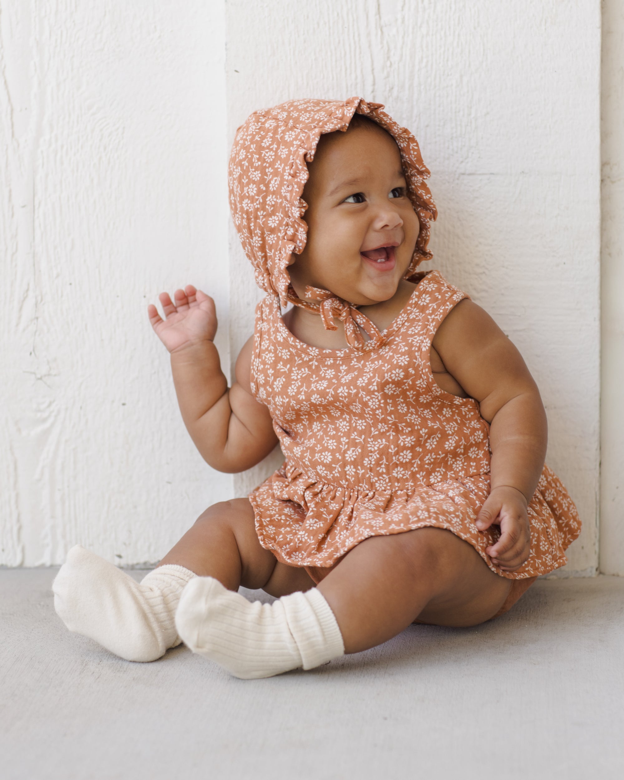 Woven Ruffle Bonnet | Poppy Floral