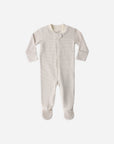 Zip Longsleeve Sleeper Footie | Oat Microstripe