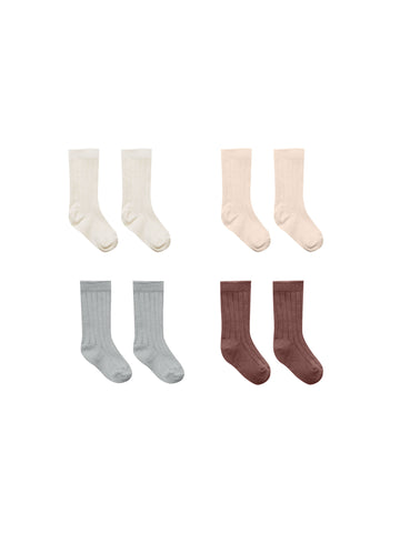 Socks, set of 4 | Ivory, Shell, Dusty Blue, Plum