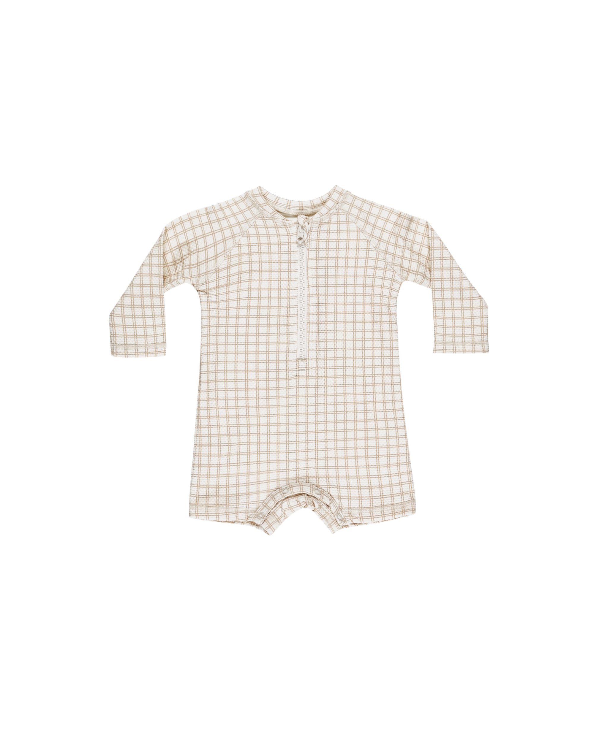 QM | SS25 | Long Sleeve One-Piece Rashguard | Oat Check 