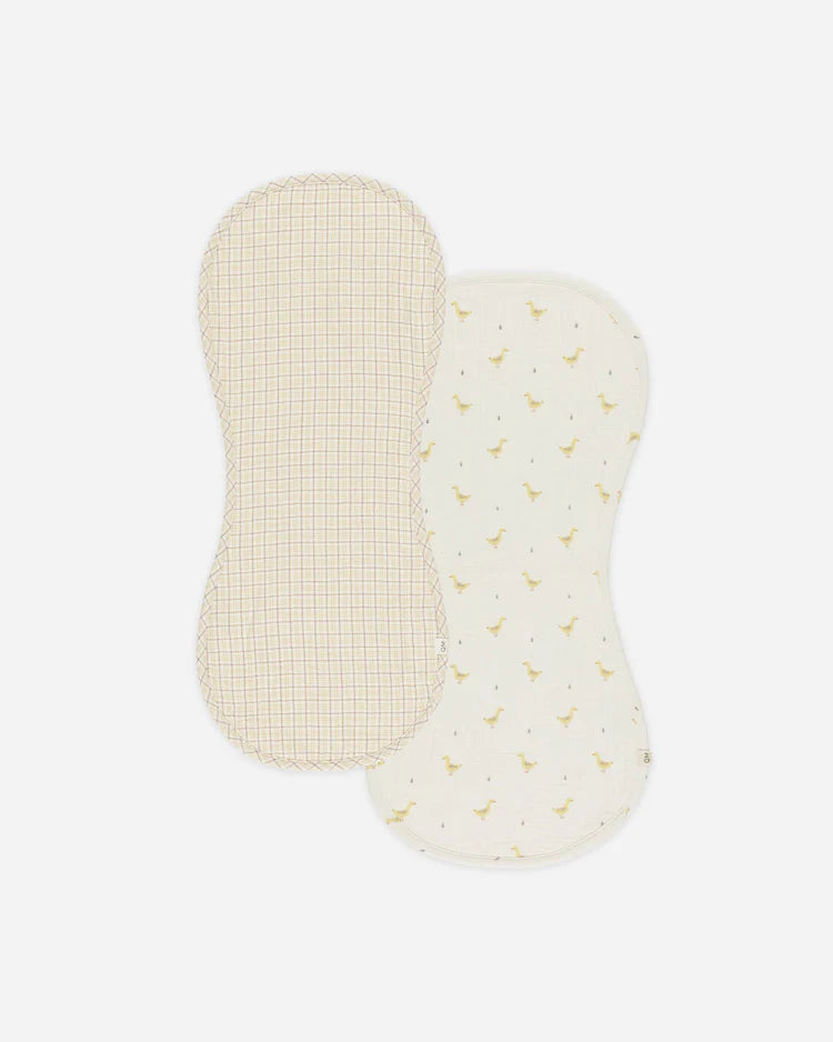 Quincy Mae | Burp Cloth, 2pk | Geese, Yellow Plaid