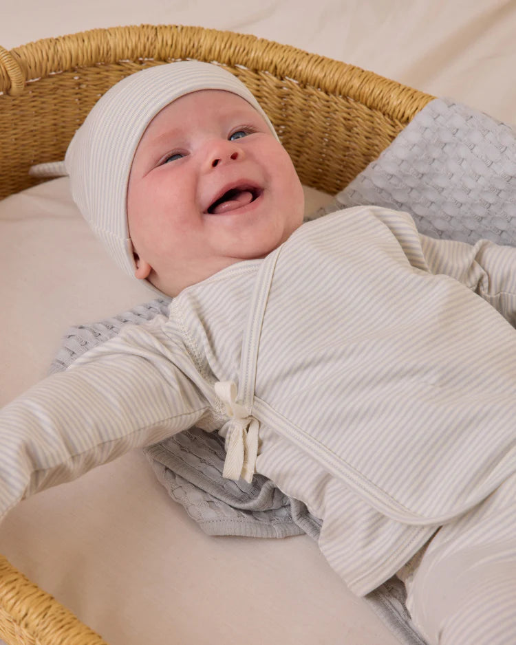 Quincy Mae | Knotted Baby Hat | Sky Micro Stripe 