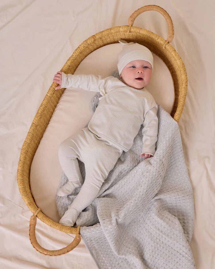 Quincy Mae | Knotted Baby Hat | Sky Micro Stripe 