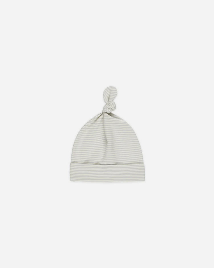 Quincy Mae | Knotted Baby Hat | Sky Micro Stripe 