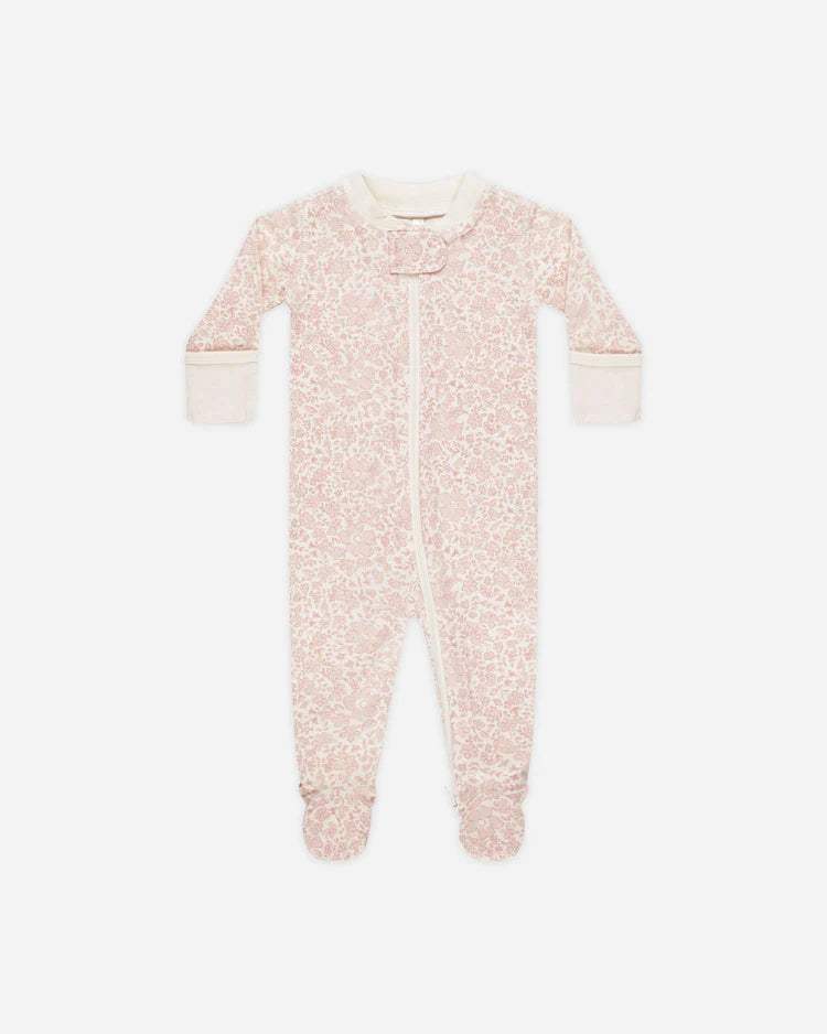 Quincy Mae | Zip Long Sleeve Sleeper Footie | Pink Blossom 
