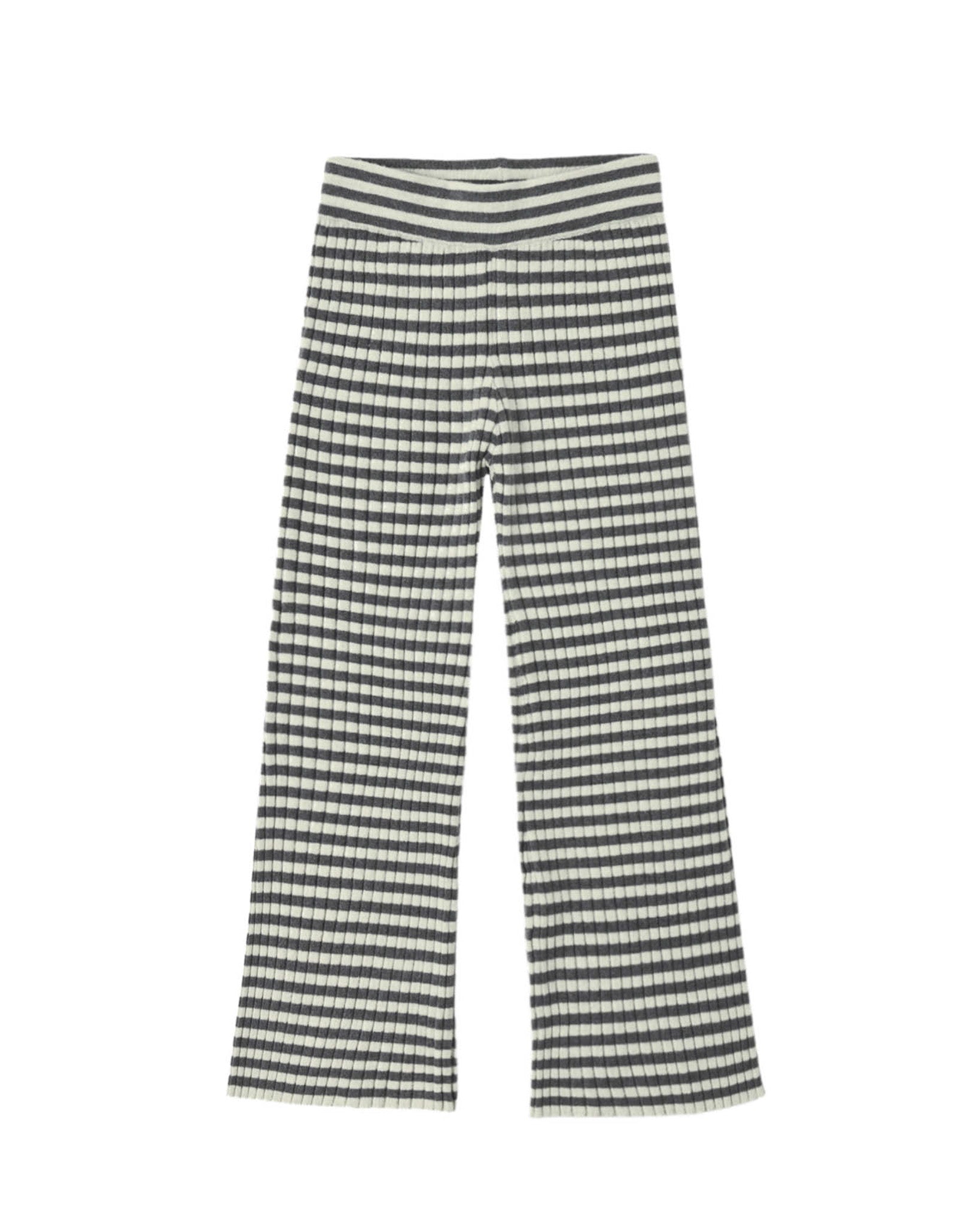 Flare Rib Knit Pant | Midnight Stripe