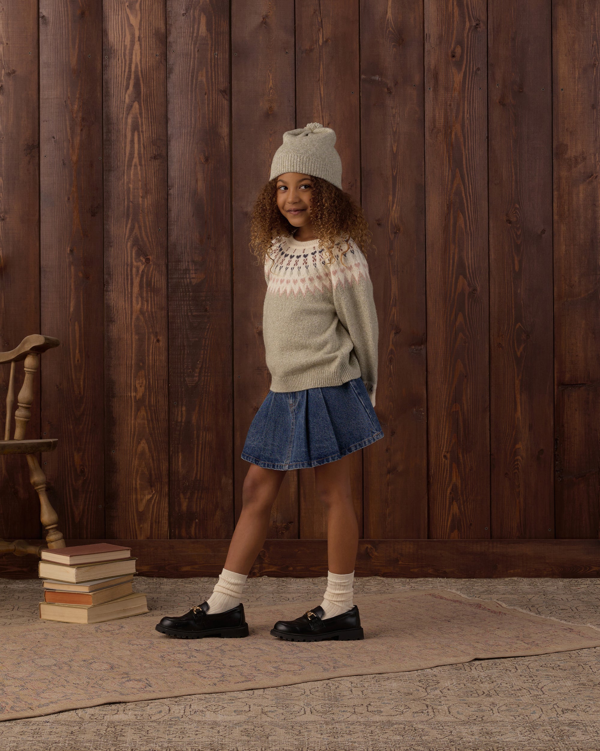 Pleated Denim Skirt | Indigo